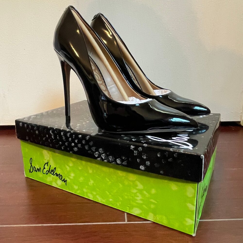 Sam Edelman High Black Patent Leather Stilettos